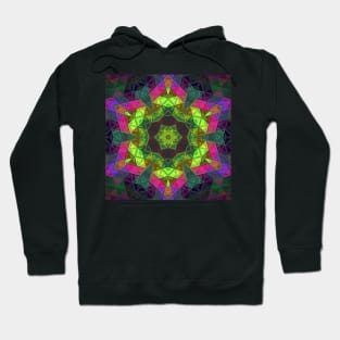 Mosaic Kaleidoscope Flower Green Pink and Purple Hoodie